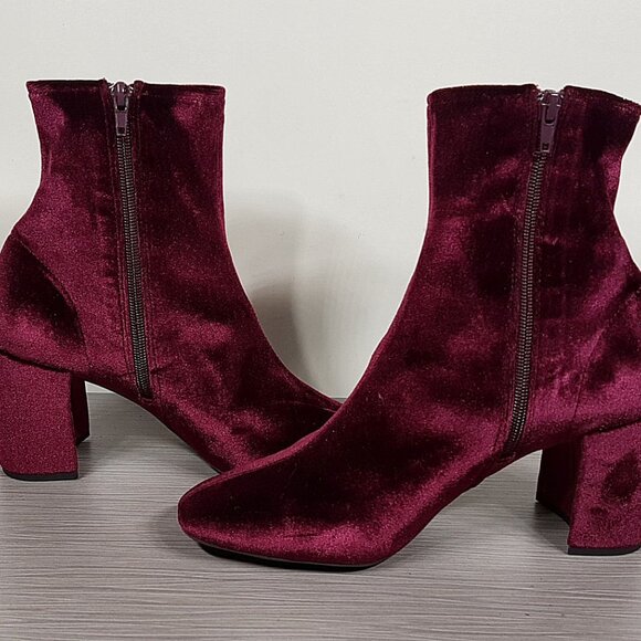 Jeffrey Campbell Cienega Zip Ankle Boot, Burgundy Velvet, Womens Size 10 - Picture 6 of 9